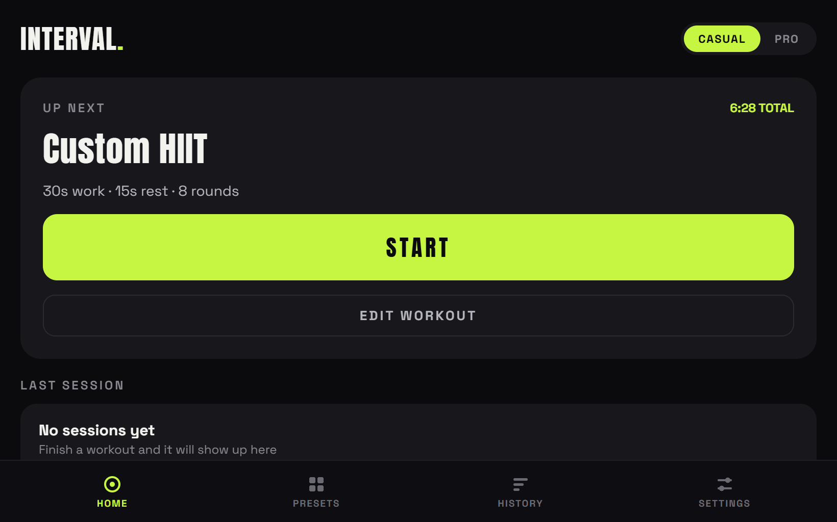 Interval HIIT timer app
